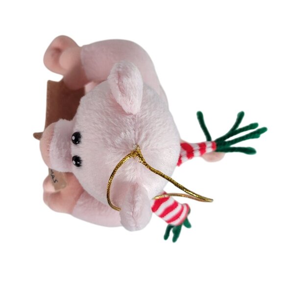Kurt S Adler Pig Plush Christmas Ornament Holiday Christmas Carol Scarf No Sound - Picture 7 of 10